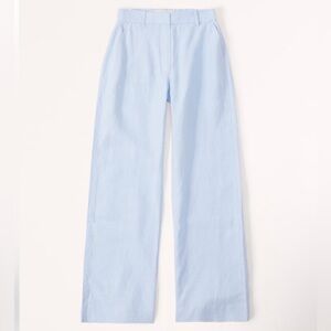 Premium Linen Flat Front Wide Leg Pant — Light Blue